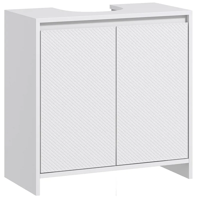 HOMCOM Mobilier Sub Chiuvetă pentru Baie cu 2 Uși, Dulap de Baie cu Decupaj în U pentru Țevi, 60x30x60 cm, Alb | Romania