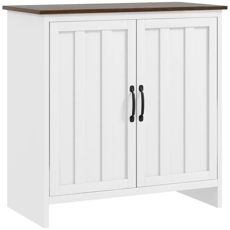 HOMCOM Bufet Modern pentru Bucătărie, Mobilier cu 2 Uși și Raft Reglabil din Lemn, 80x39,7x80 cm, Alb | Romania
