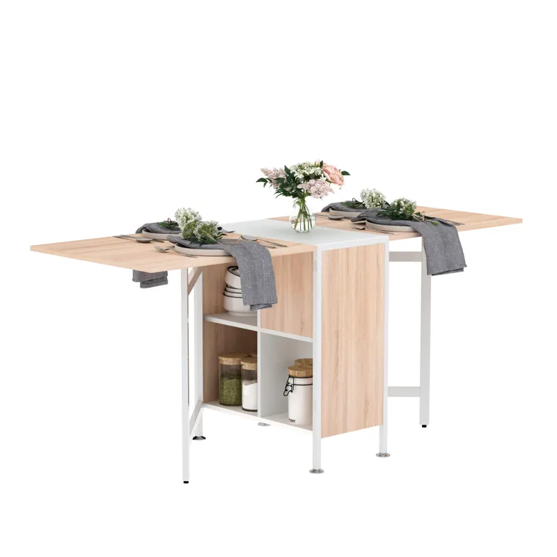 HOMCOM Masa pliabila cu 4 Compartimente, mobilier pentru bucatarie | Ro