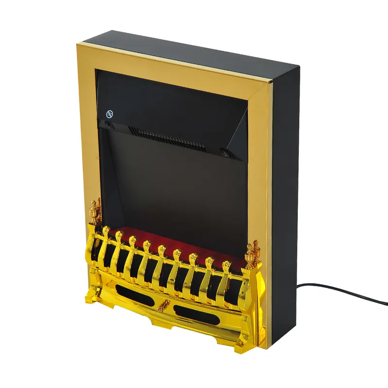 Șemineu Electric Încorporabil sau de Podea 1000-2000W, din Plastic și Metal, Auriu, 48x19x59cm HOMCOM | RO