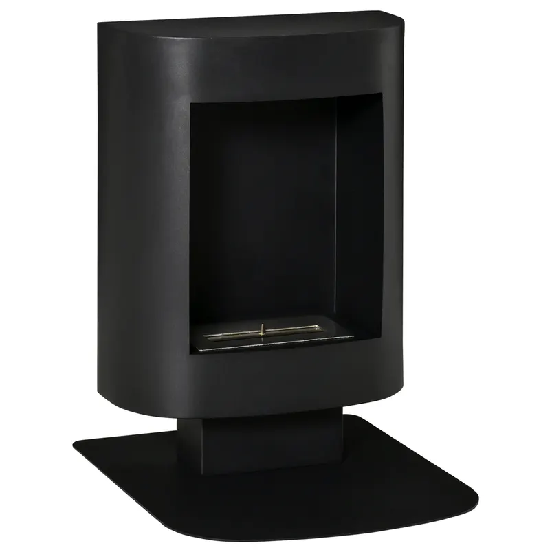 Semineu portabil HOMCOM, fara aerisire, cu arzatoare cu bioetanol de 0.9L/3 ore, incalzitoare cu baza din otel 2000W pentru interior/exterior, Negru