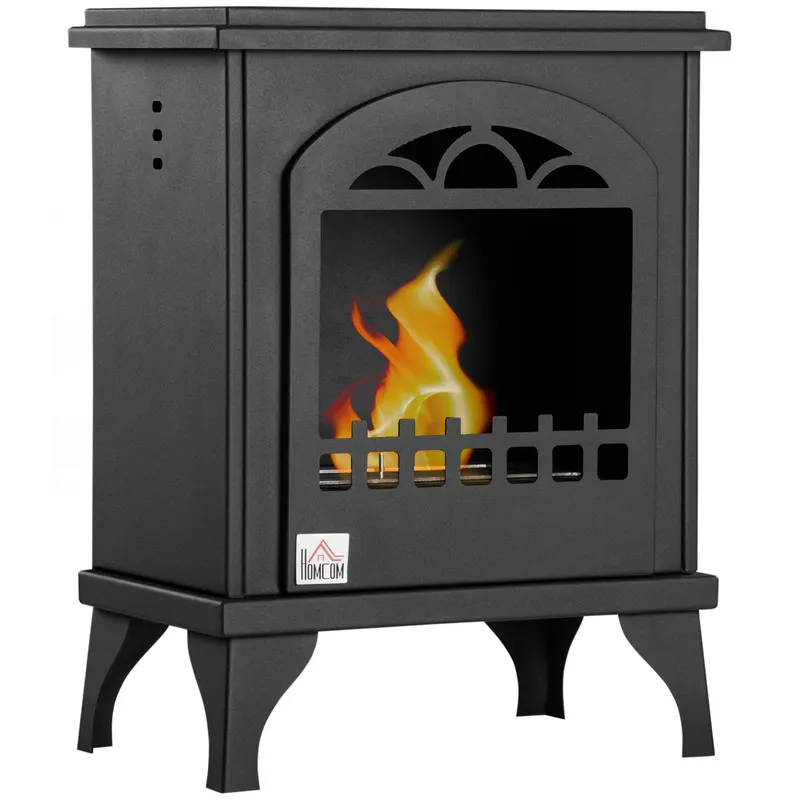 Semineu cu bioetanol metalic cu ardere de 3 ore cu rezervor de 1,5 l pentru incalzirea a 25 m², 41x25x54cm, negru HOMCOM | RO