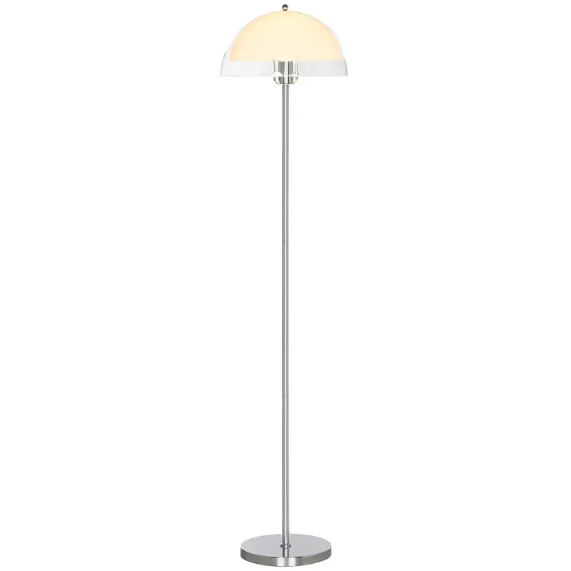 HOMCOM Lampă de Podea cu Abajur Dublu Strat pentru Living, Sufragerie, Dormitor, din Metal și Acrilic, Ø35x150 cm, Alb | Romania