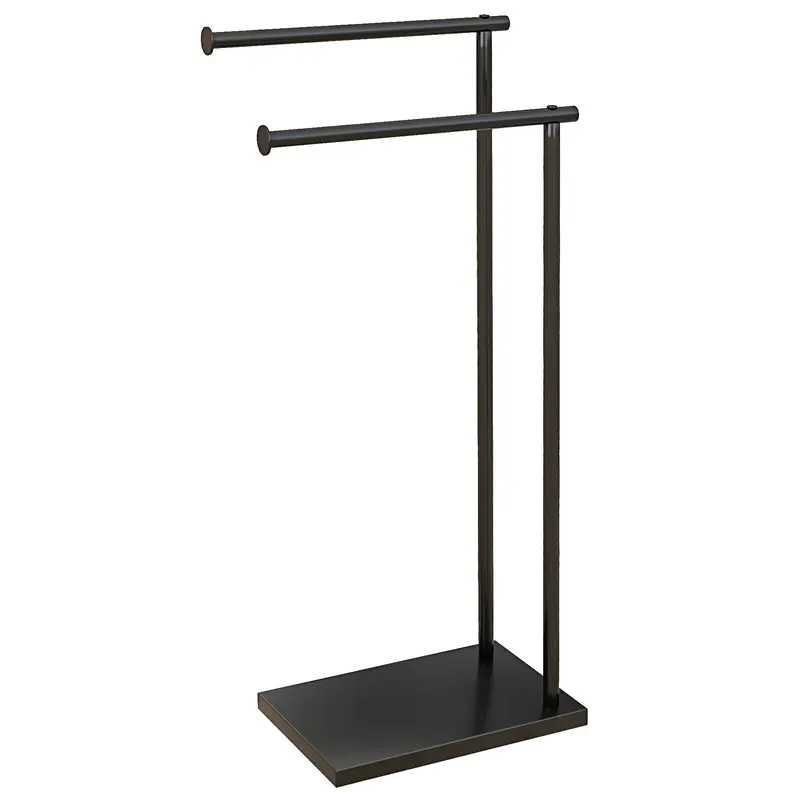 HOMCOM Suport Prosoape cu 2 Brațe, Suport Baie din Metal, 35,5x20x78 cm, Negru | Romania