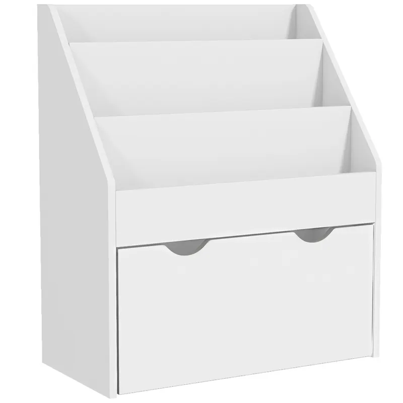 AIYAPLAY Bibliotecă Copii 3-8 Ani cu 3 Rafturi și Sertar, Raft de Depozitare Jucării, 62,5x30x70 cm, Alb | Romania