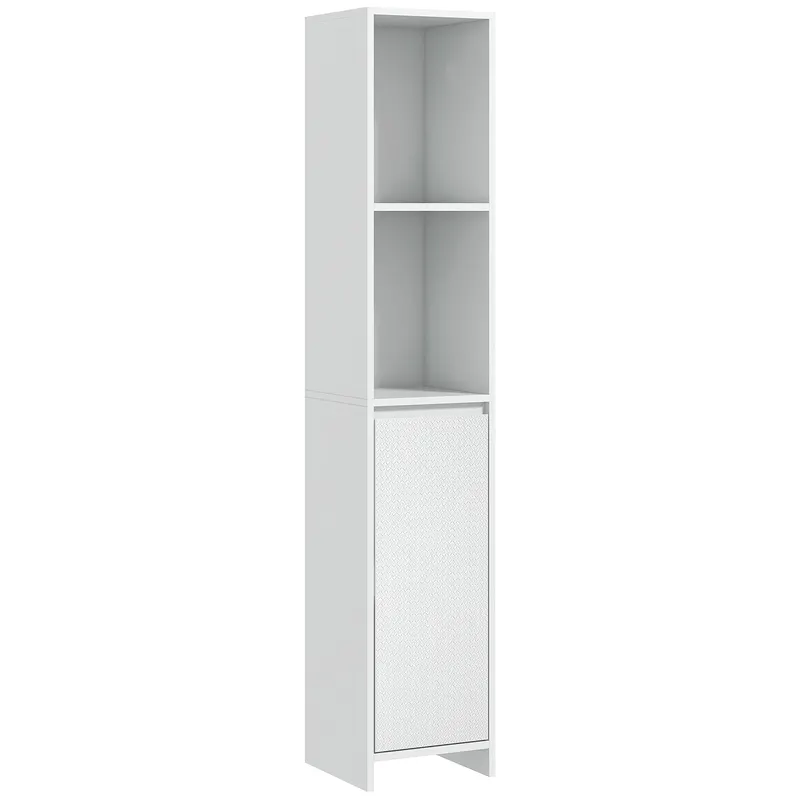 HOMCOM Dulap de Baie cu Dulăpior și 2 Compartimente Deschise, Mobilier Baie cu Spațiu de Depozitare, 30x30x160 cm, Alb | Romania