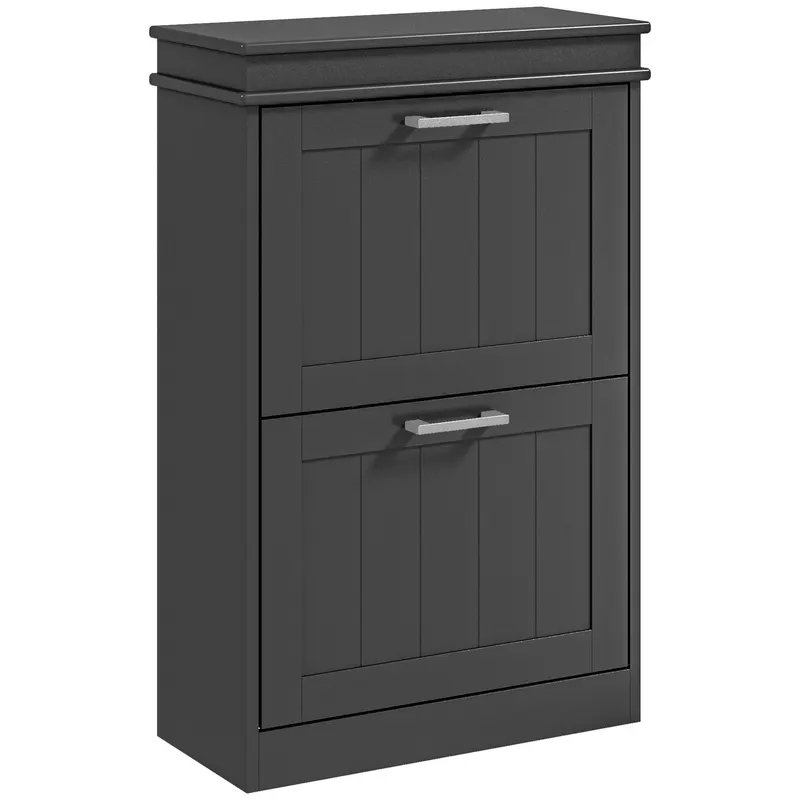 HOMCOM Dulap pentru Pantofi cu 2 Sertare pentru 10 Perechi de Pantofi, Mobilier cu Raft Reglabil, 54x24x82,5 cm, Negru | Romania