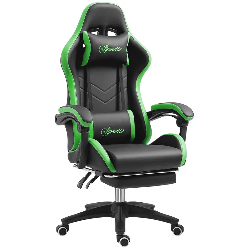 Vinsetto Scaun Gaming cu Înălțime Reglabilă, Scaun Gaming Ergonomic cu Spătar Rabatabil, 65x65x121-129 cm, Negru | Romania