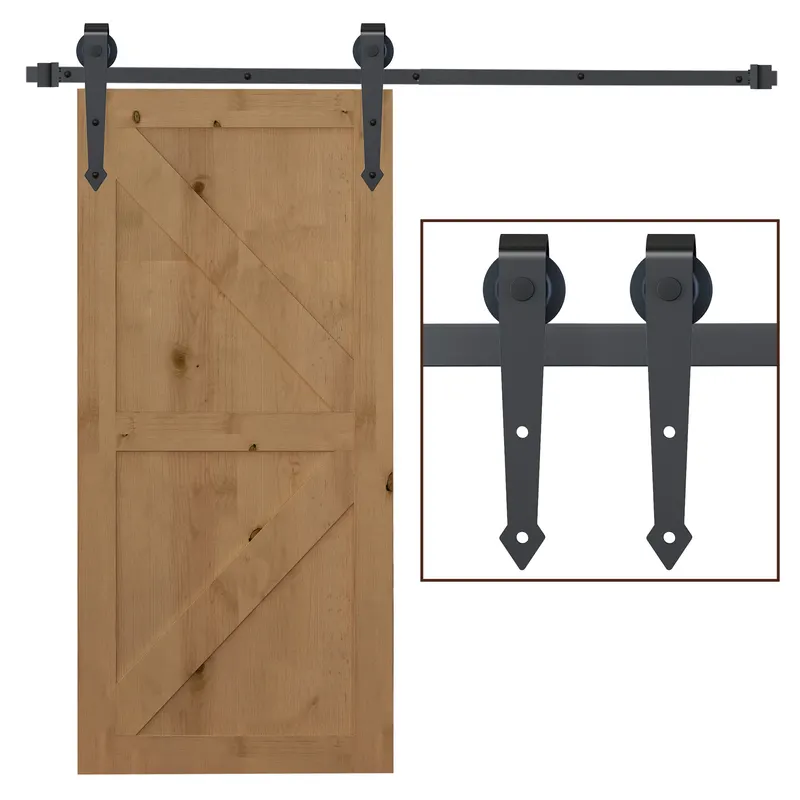 HOMCOM Kit pentru Ușă Culisantă, Șină pentru Ușă Culisantă Simplă cu Rolele Stil Rustic, 200x4x0,6 cm, Maro | Romania