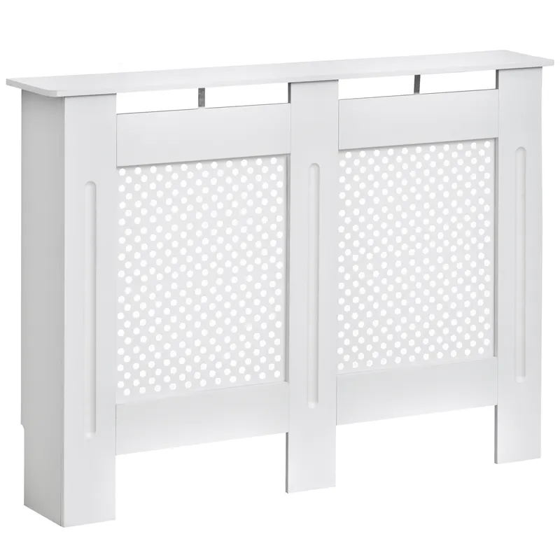HOMCOM Carcasă Modernă pentru Calorifer, Model cu Gratii din MDF, Design cu Lamele pentru Casă și Birou, 111,5x82x19 cm, Alb | Romania