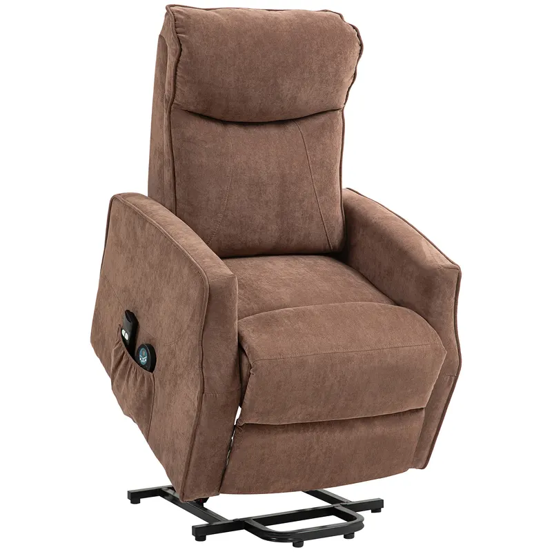 HOMCOM Fotoliu de Relaxare Electric cu 2 Telecomenzi, Suport pentru Picioare și 8 Puncte de Masaj, 74,5x87,5x110 cm, Maro | Romania