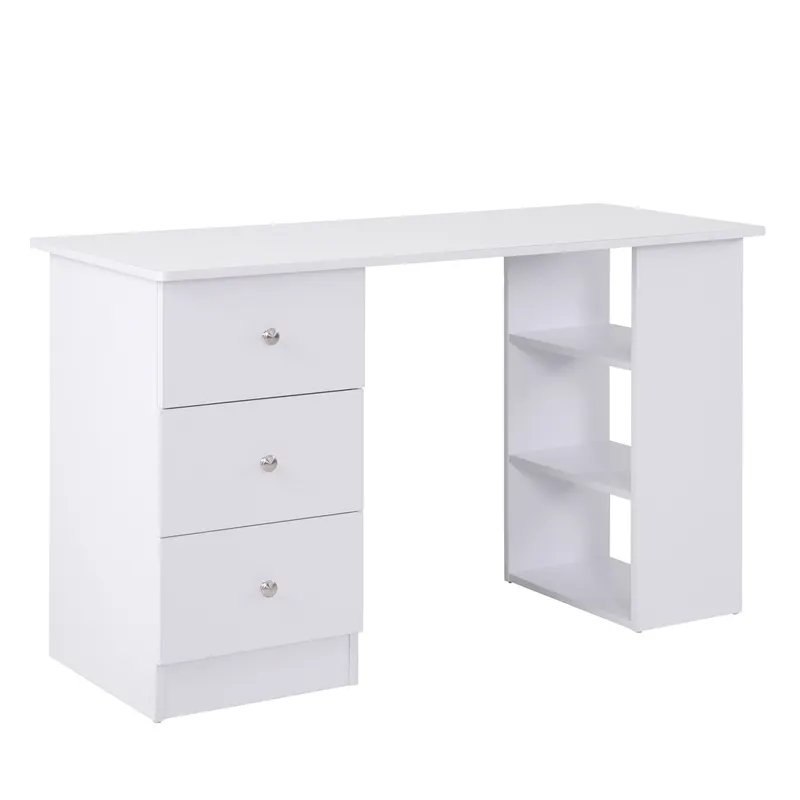 Masa de Birou HOMCOM cu Sertare si Rafturi Torpedou, Alb, 120x49x72cm | RO
