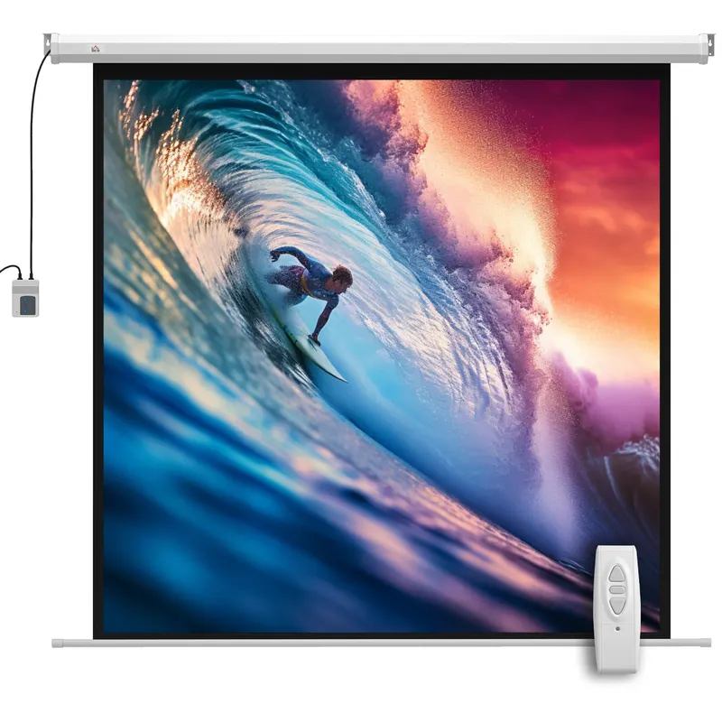 HOMCOM Ecran Proiecție de 85 inch 1:1 cu Telecomandă, Pânză de Proiector Rulantă, 176,5x8x176,5 cm, Alb | Romania