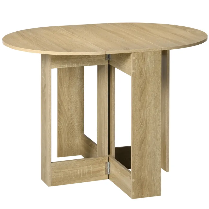 HOMCOM Masă Pliantă cu 2 Extensii Rabatabile, Masă Extensibilă cu Spațiu de Economisire, 104x76x73,7 cm, Lemn Natural | Romania