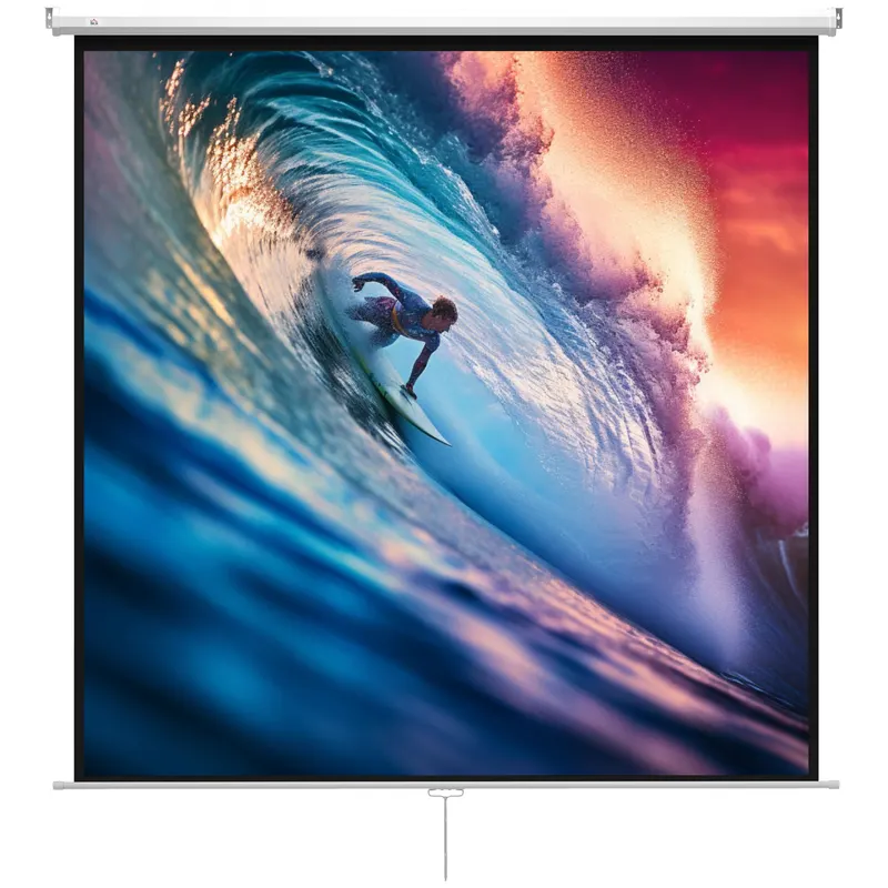 HOMCOM Ecran de Proiecție 120 Inch Format 1:1, Ecran Rulabil cu Unghi de 160° și Montare pe Tavan sau Perete, 223x8x223 cm, Alb | Romania