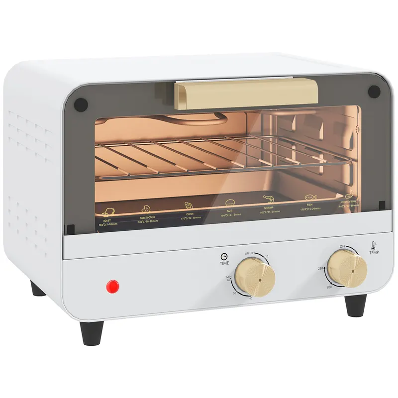 HOMCOM Cuptor Electric cu 2 Înălțimi cu Temporizator și Temperatură Reglabilă, 31,5x27,7x22,7 cm, Alb | Romania