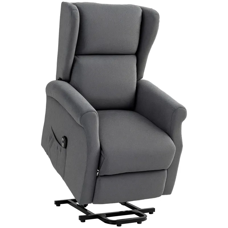HOMCOM Fotoliu Electric Reclinabil din Material Textil cu Telecomandă și Suport pentru Picioare, 74x94x111 cm, Gri Închis | Romania