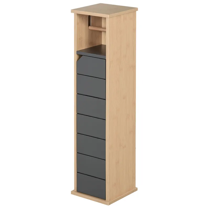 HOMCOM Dulap Baie Îngust pentru Hârtie Igienică Raft Reglabil 18x18x75cm Design Compact | Romania