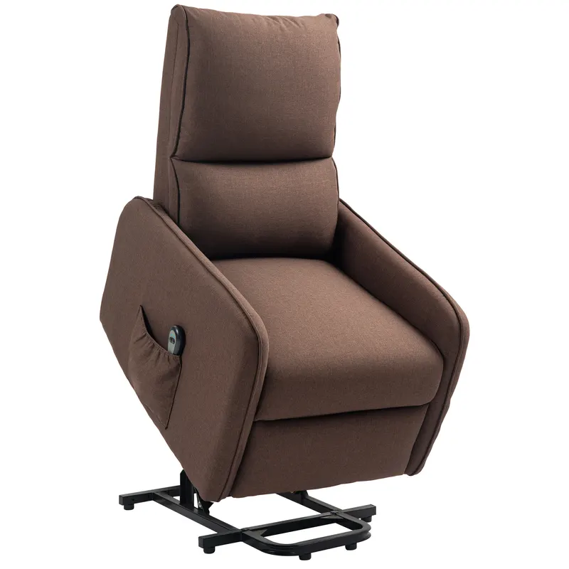 HOMCOM Fotoliu Electric de Relaxare cu Telecomandă, Suport pentru Picioare și Buzunar Lateral, 62x86,5x98 cm, Maro Închis | Romania