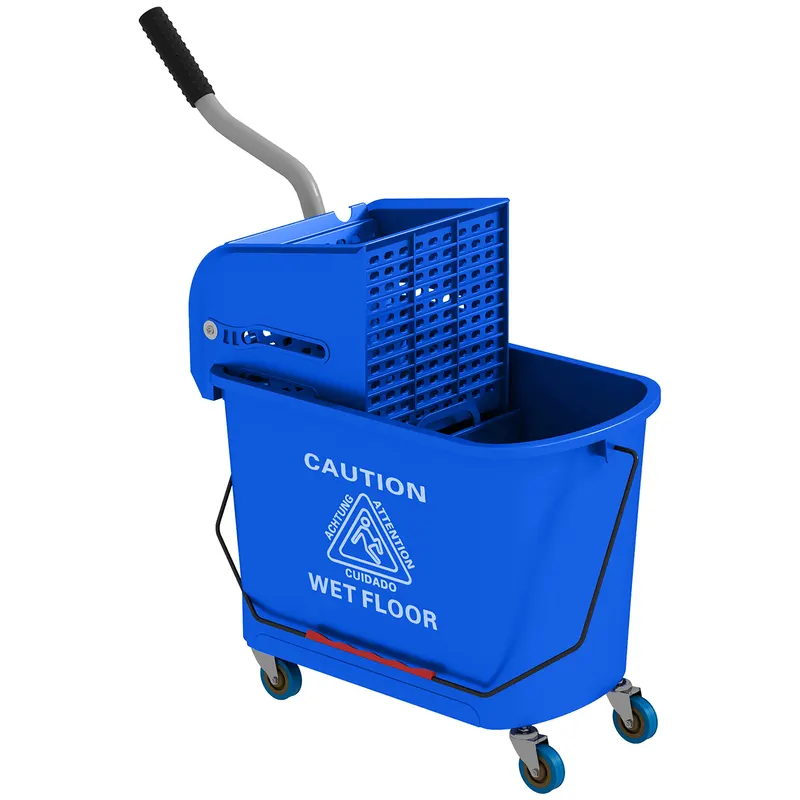 HOMCOM Cărucior Profesional pentru Curățenie cu Găleată pentru Mop de 20L, 60x27x70,5 cm, Albastru | Romania