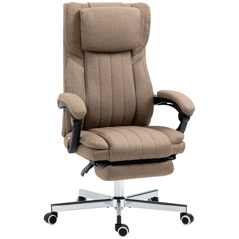 Vinsetto Scaun Rabatabil pentru Birou cu 6 Puncte și 5 Moduri de Masaj, Tetieră și Telecomandă, 65x61x105-113 cm, Maro | Romania