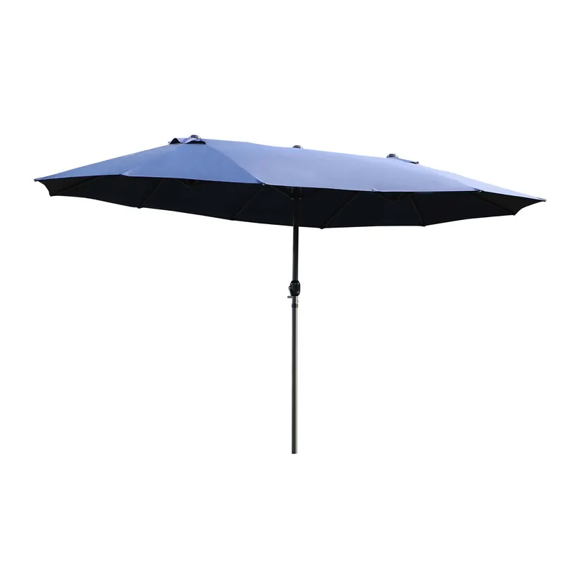 Outsunny Umbrelă de Grădină Albastră cu Manivelă din Oțel și Poliester 460x270x240cm | Romania