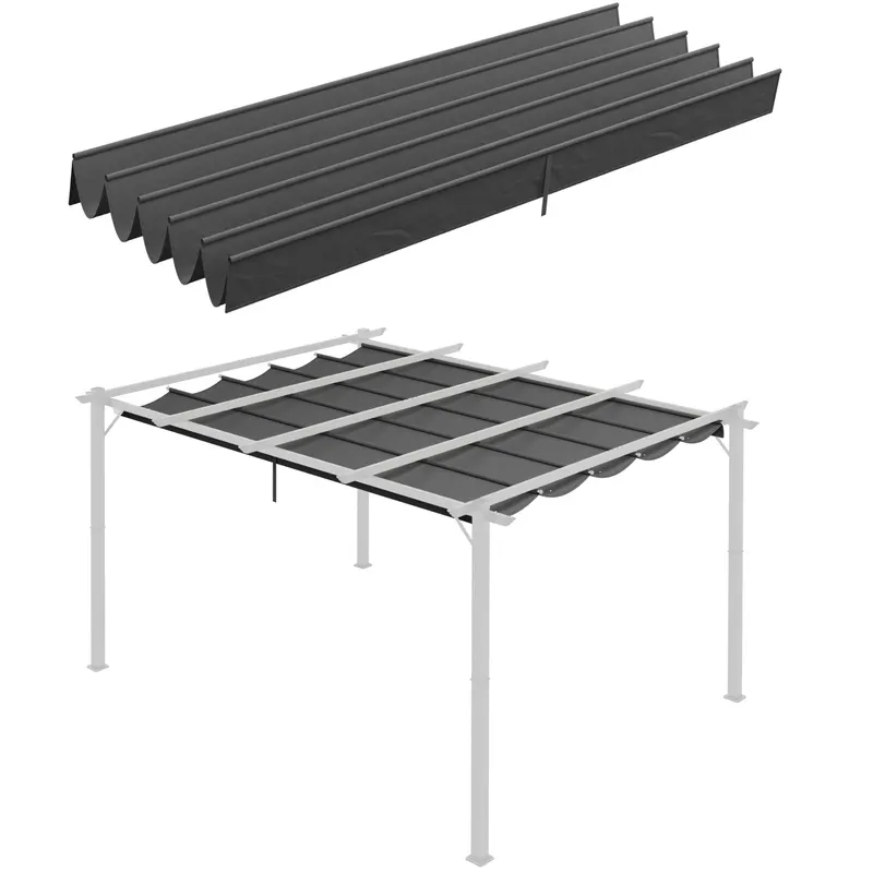 Outsunny Acoperis retractabil pentru pergola, Copertina de rezerva din material textil pentru pergole de 4 x 3 (m), gri inchis | RO