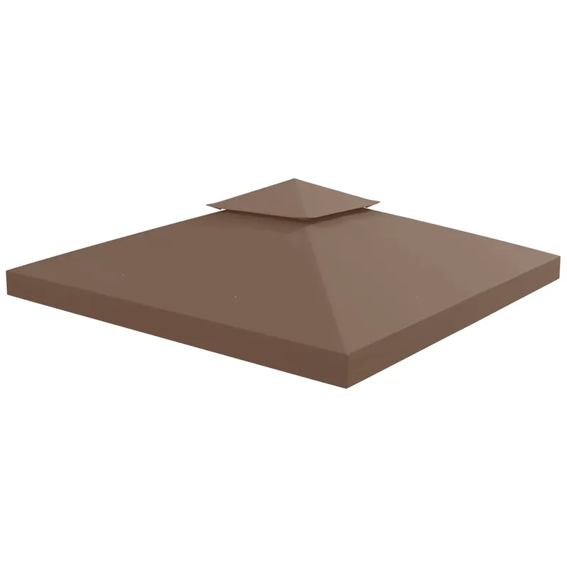 Outsunny Acoperis de Schimb pentru Foisor 3x3m, Prelata pentru Foisor cu 2 Niveluri Rezistent la Razele UV, Cafeniu (NUMAI PRELATA)