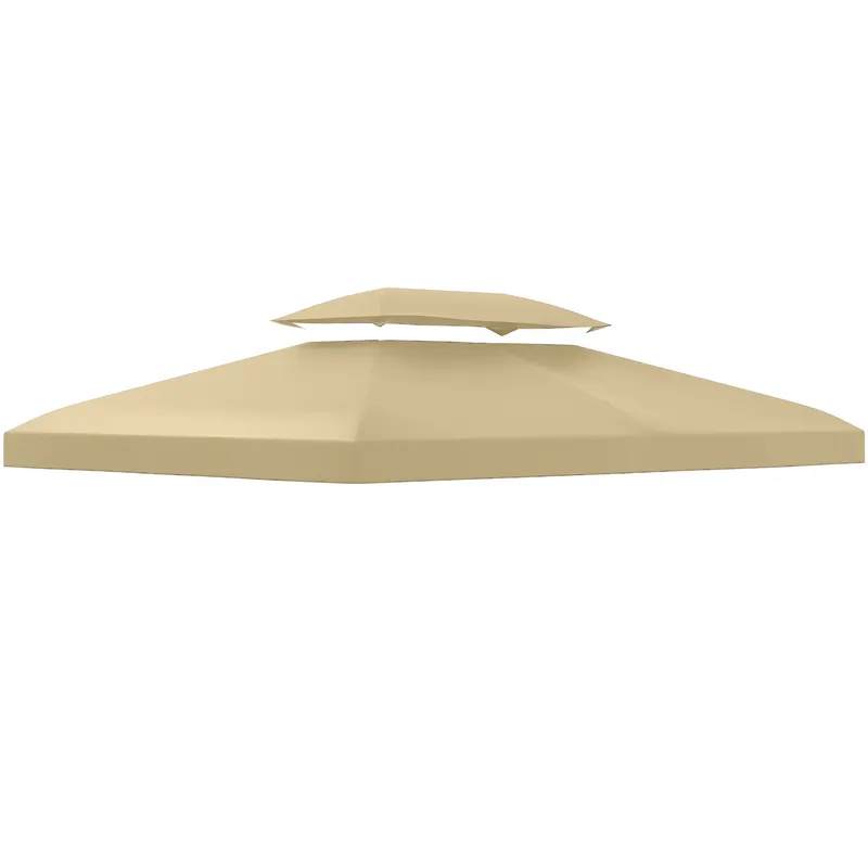 Outsunny Acoperiș de Înlocuire pentru Foișor, Capac de Foișor din Poliester Rezistent la UV cu Acoperiș pe 2 Niveluri, 4x3 m, Crem | Romania