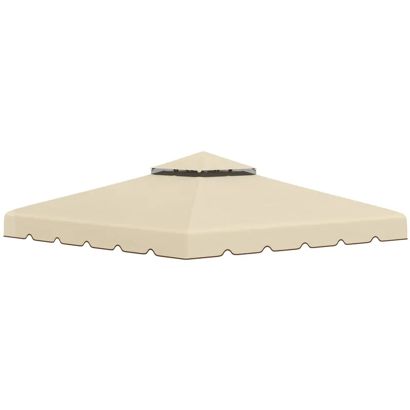 Outsunny Copertină de Schimb pentru Foisor, Acoperiș Bistrat, Poliester, 3x3m, Bej, Ideal pentru Grădină și Curte | Romania