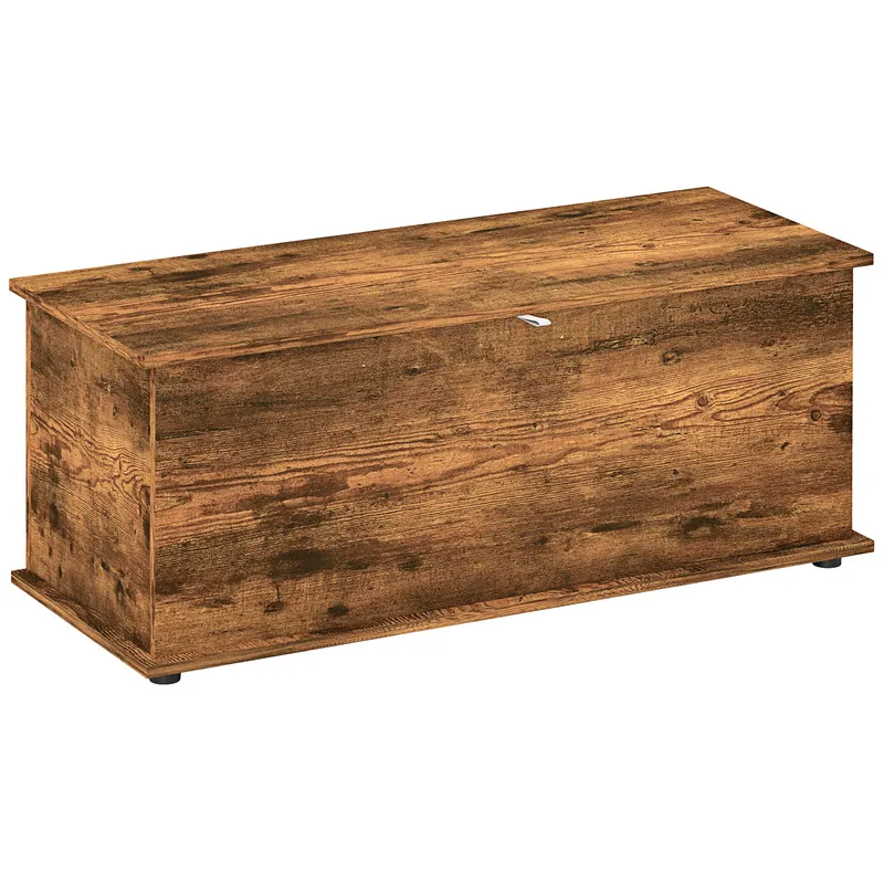 HOMCOM Bancă de Depozitare cu Picioare Antiderapante din Lemn, 100x40x40 cm, Maro | Romania