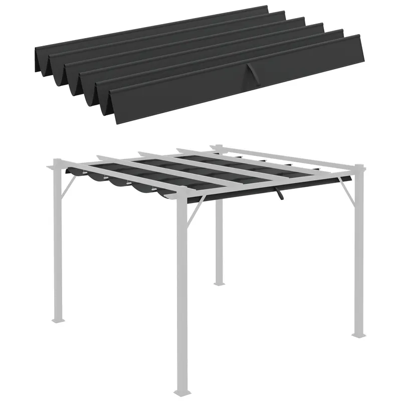 Outsunny Copertina retractabila pentru pergola, Copertina de rezerva din material textil pentru pergola de 3 x 3 (m), gri inchis | RO