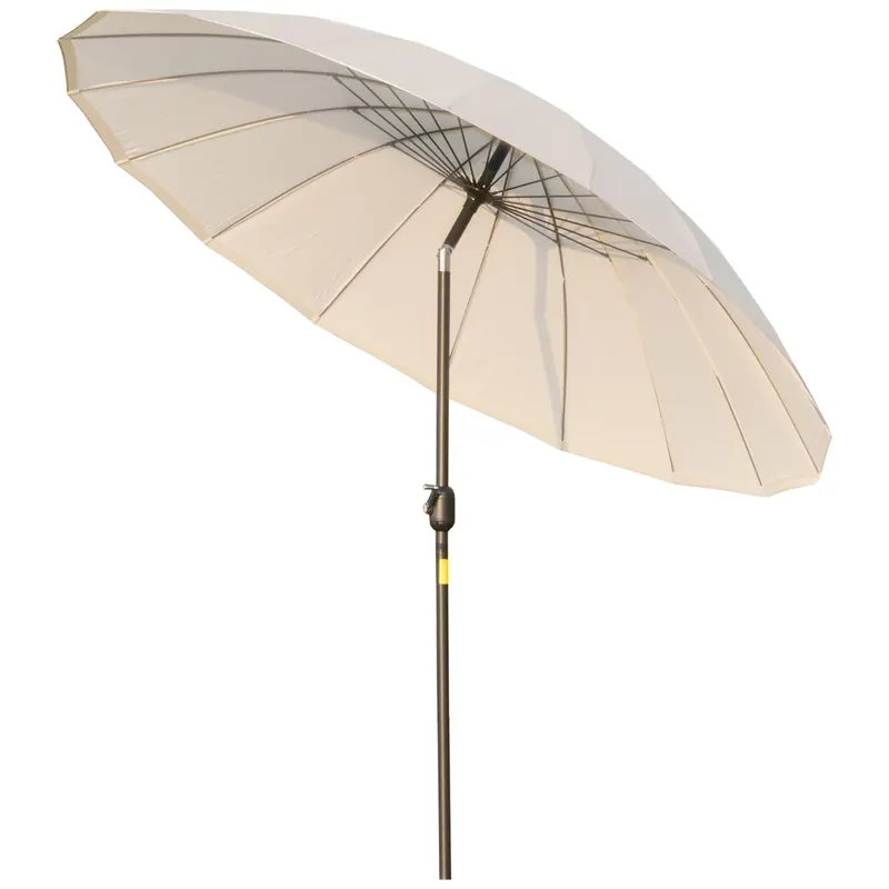 Outsunny Umbrelă de Grădină sau Terasă, Reglabilă cu Manivelă, Crem Alb, Ф255cm | Romania