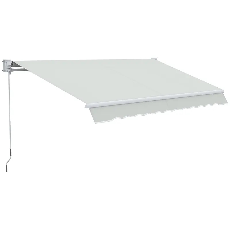 Outsunny Copertină Manuală pentru Soare, Cadru din Aluminiu și Poliester, Protecție UV, 200x295 cm, Alb Crem | Romania