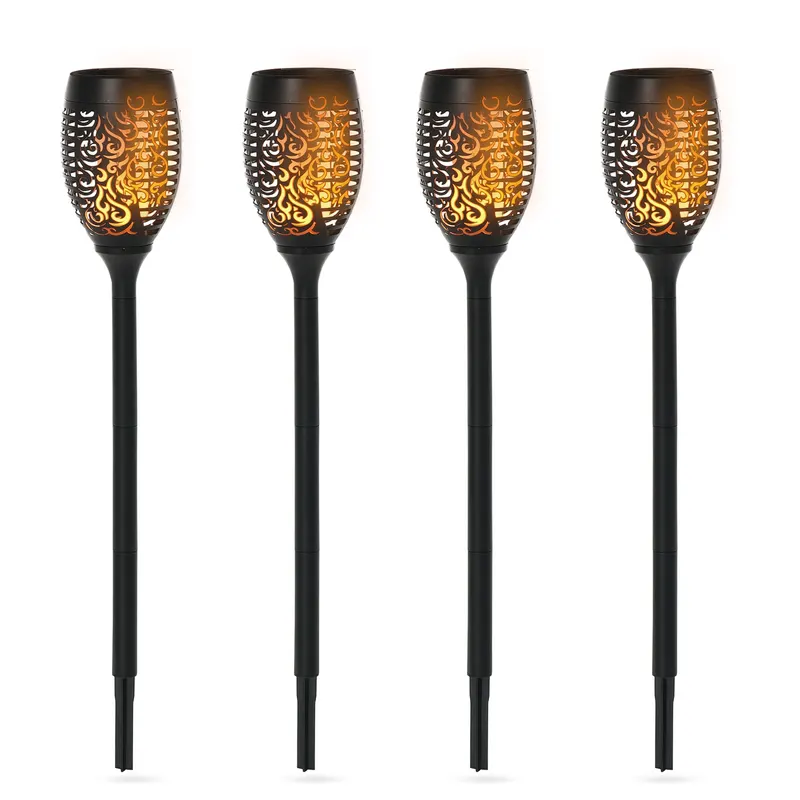 Outsunny Set 4 Lămpi LED de Exterior cu Energie Solară și Țăruși, Ø12x72 cm, Negru | Romania