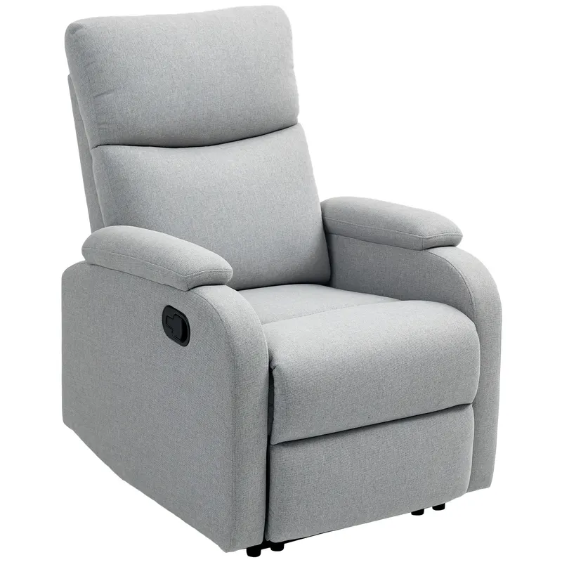 HOMCOM Fotoliu Recliner din In cu Suport Reglabil pentru Picioare, 69x91,5x103 cm, Gri | Romania