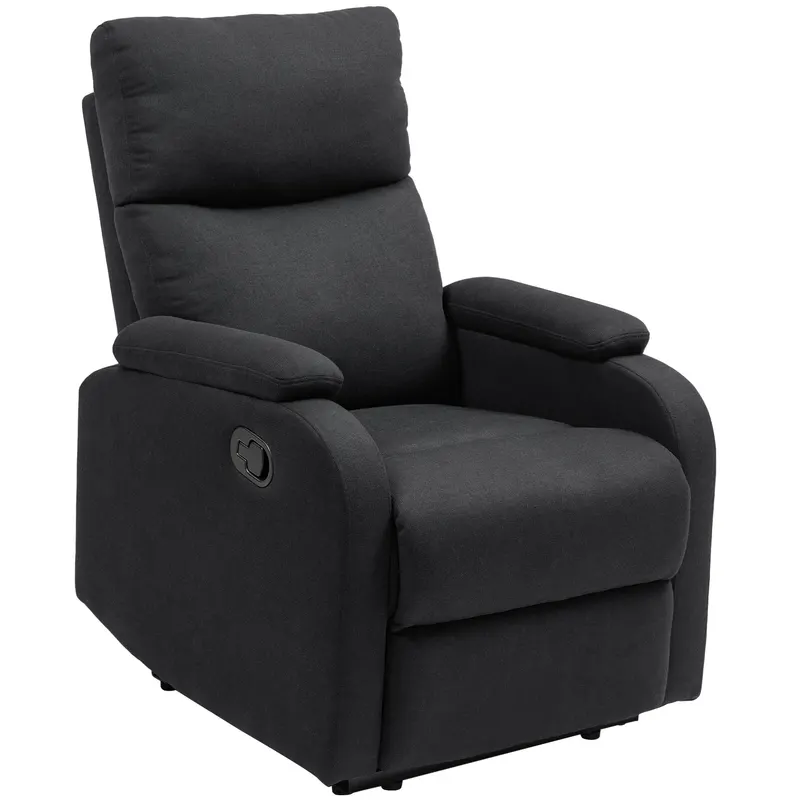 HOMCOM Fotoliu Recliner din In cu Suport Reglabil pentru Picioare, 69x91,5x103 cm, Negru | Romania