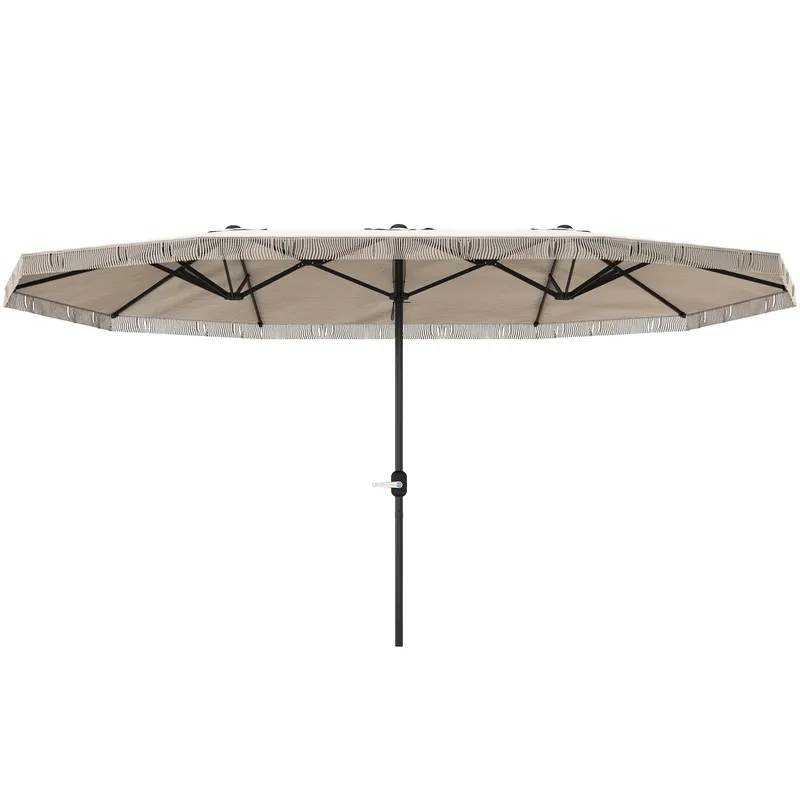 Outsunny Umbrelă de Grădină cu Două Fețe și Mâner cu Manivelă Ușor de Utilizat, 450x265x260 cm, Alb Crem | Romania