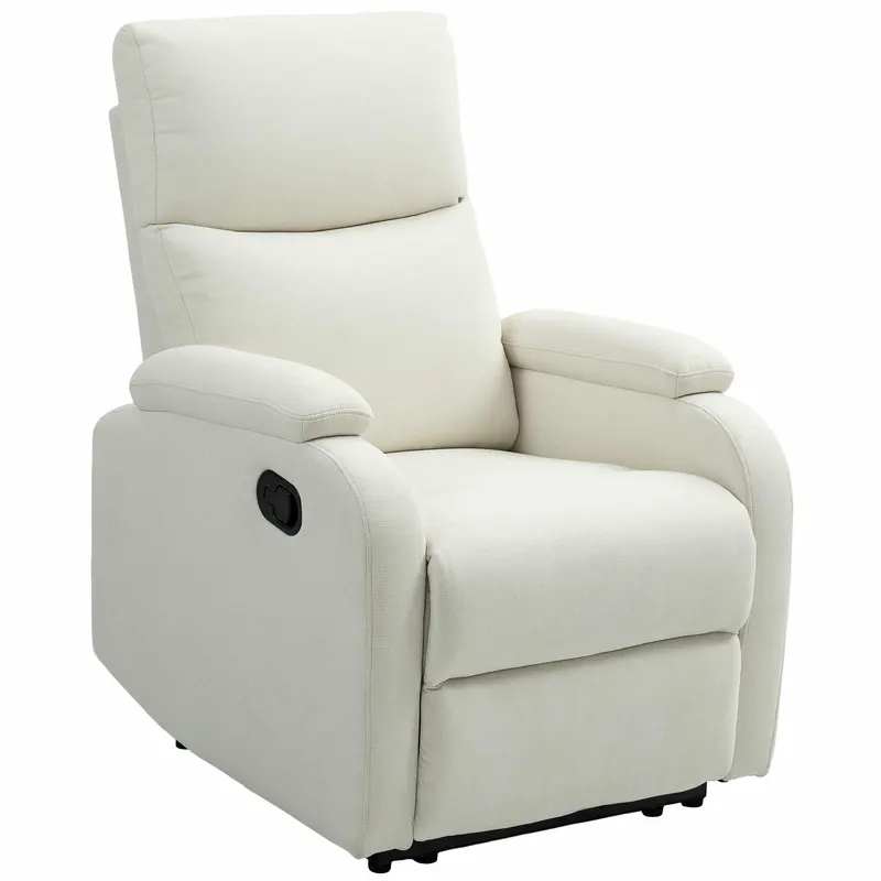 HOMCOM Fotoliu Recliner din In cu Suport Reglabil pentru Picioare, 69x91,5x103 cm, Alb crem | Romania