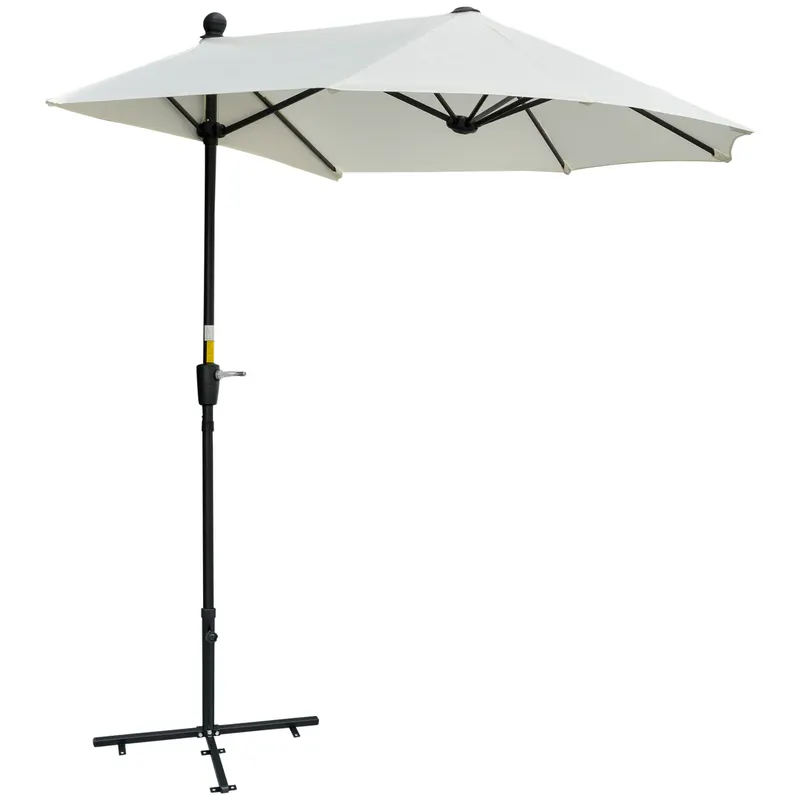 Outsunny Umbrelă Semicirculară Dublă de Perete cu Deschidere cu Manivelă și Suport în Cruce, 200x190x240 cm, Crem | Romania