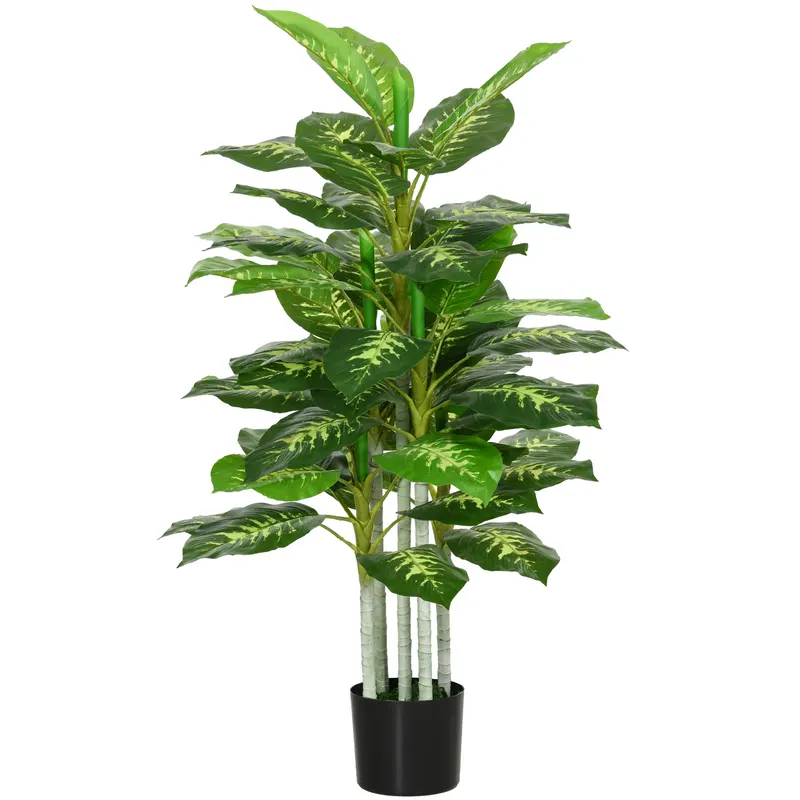 HOMCOM Plantă Artificială Decorativă cu Ghiveci, Φ17x95 cm, Verde | Romania