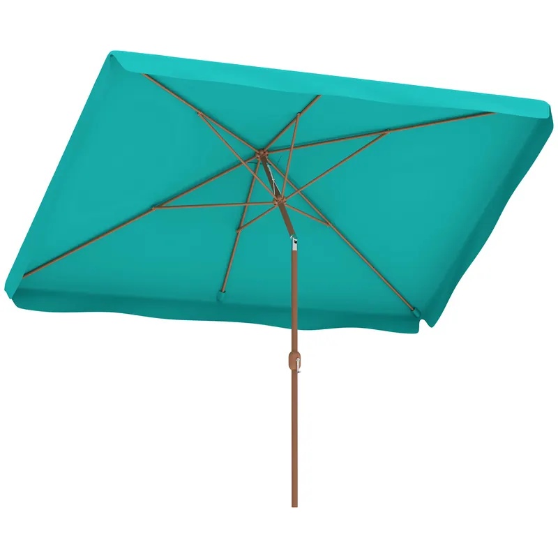 Outsunny Umbrelă de Grădină Înclinabilă cu Deschidere cu Manivelă și Orificiu de Aerisire, 300x200x235 cm, Turcoaz | Romania