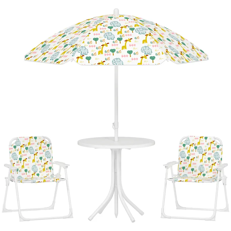 AIYAPLAY Set de Mobilier de Grădină din 4 Piese cu Masă, Scaune și Umbrelă de Soare Reglabilă, 50xΦ49,5 cm, Verde | Romania
