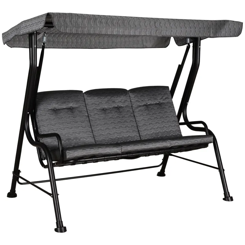 Outsunny Balansoar pentru Gradina pentru 3 Persoane, 200x120x170cm, Negru | Ro