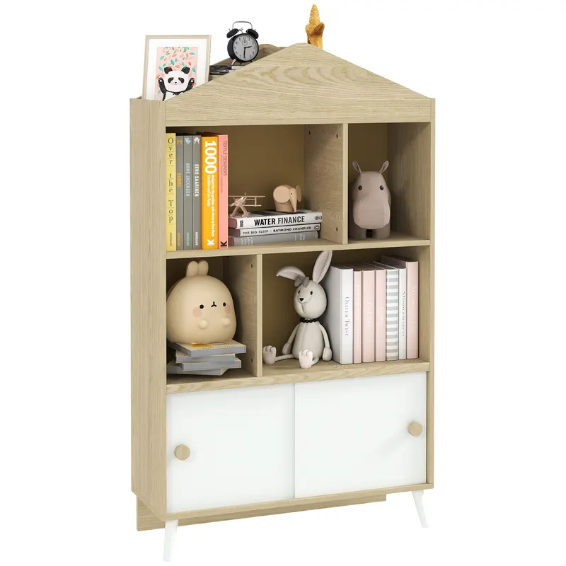 AIYAPLAY Bibliotecă pentru Copii cu 4 Cuburi Deschise și Rafturi Superioare, 80x30x140.5 cm, Alb | Romania