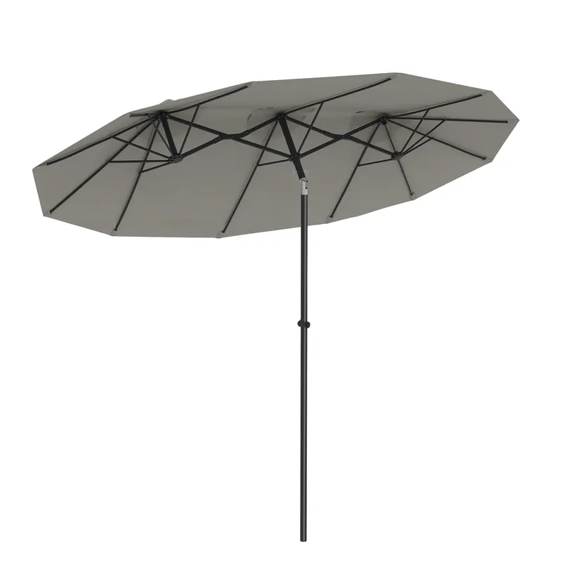 Outsunny Umbrelă de Grădină Dublă Înclinabilă la 45° cu Manivelă si 3 Orificii de Ventilație, 295x152x222 cm, Gri | Romania