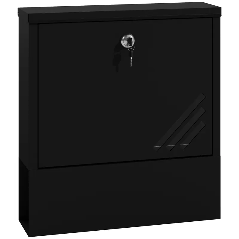 HOMCOM Cutie Poștală de Perete cu Fereastră, Încuietoare și 2 Chei, 30x8,5x32,5 cm, Gri Cărbune | Romania