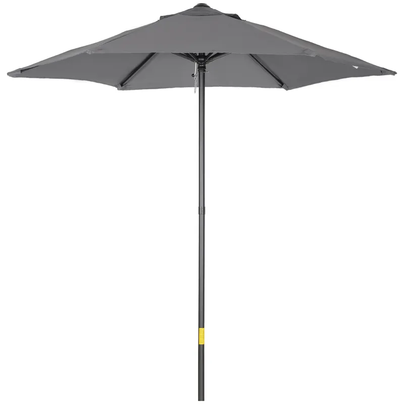 Outsunny Umbrelă de Grădină, Înclinabilă cu Orificiu de Ventilație și 6 Brațe, Ø196x204 cm, Gri | Romania