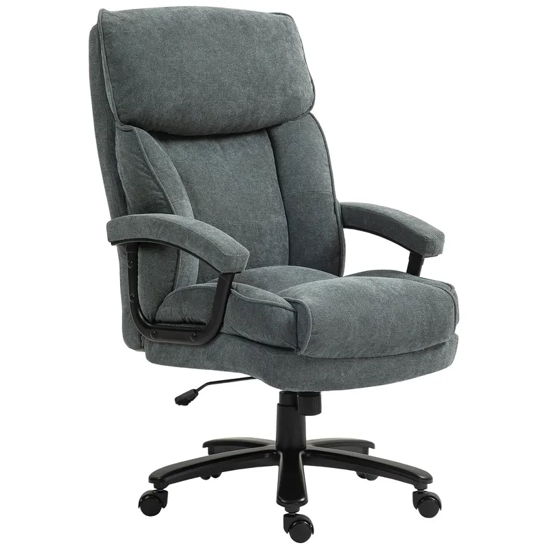 HOMCOM Scaun de Birou cu Spătar Înalt și Înălțime Reglabilă, 68,5x79x117-125 cm, Gri | Romania
