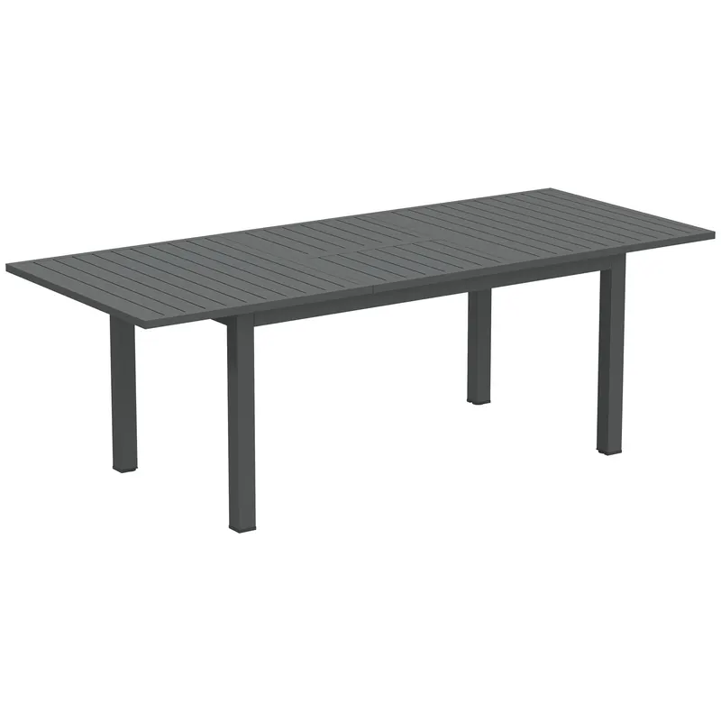 Outsunny Masă Extensibilă pentru Grădină din Aluminiu și Blat cu Șipci, 160/220x90x73 cm, Gri | Romania